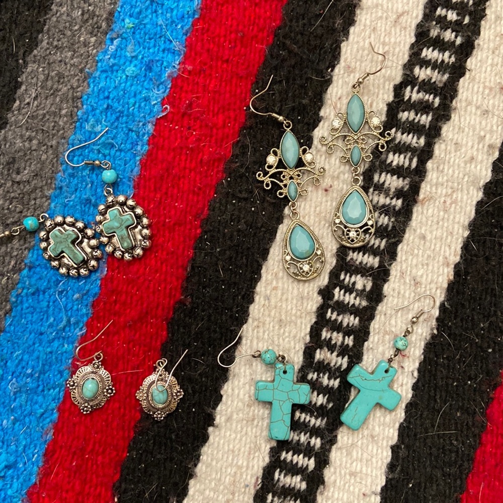 Various turquoise earrings